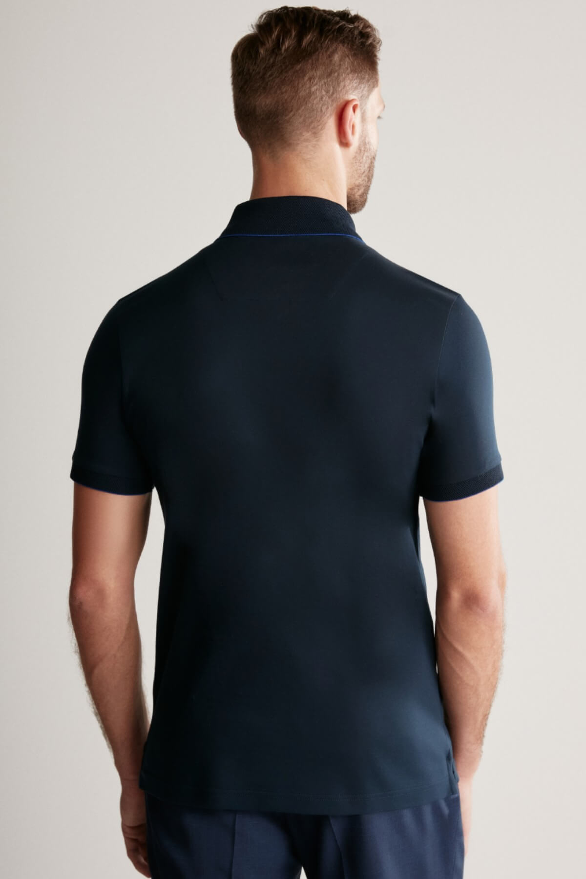 Fermuar Detaylı Lacivert Polo Yaka T-Shirt