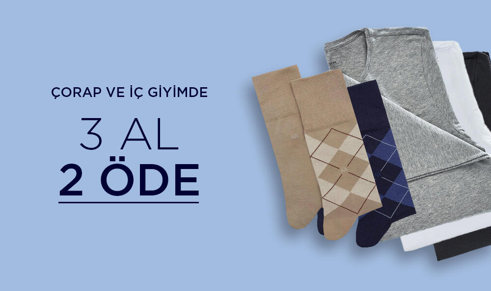 Çorap ve İç Giyim'de 3 Al 2 Öde