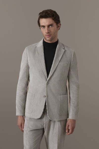 Açık Bej Kadife Blazer Ceket - Hemington