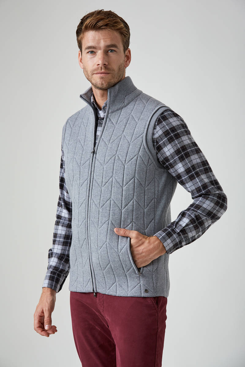 Merino Yün Açık Gri Activewear Spor Triko Yelek Merino Yün Açık Gri Activewear Spor Triko Yelek