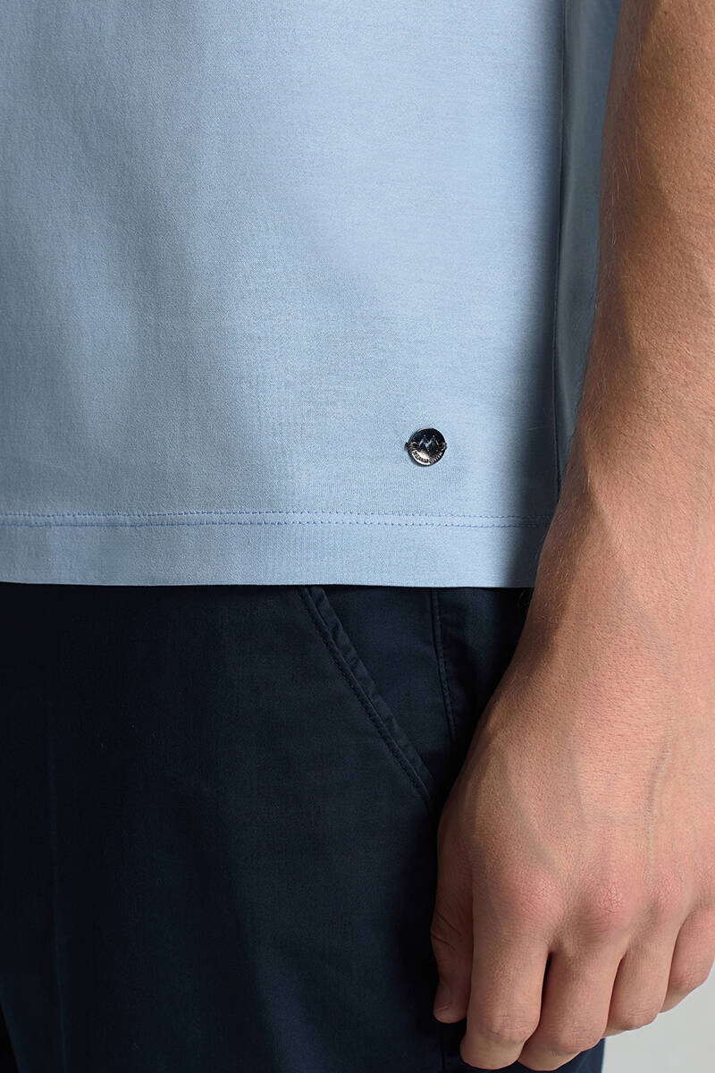 Açık Mavi Bisiklet Yaka Basic T-Shirt