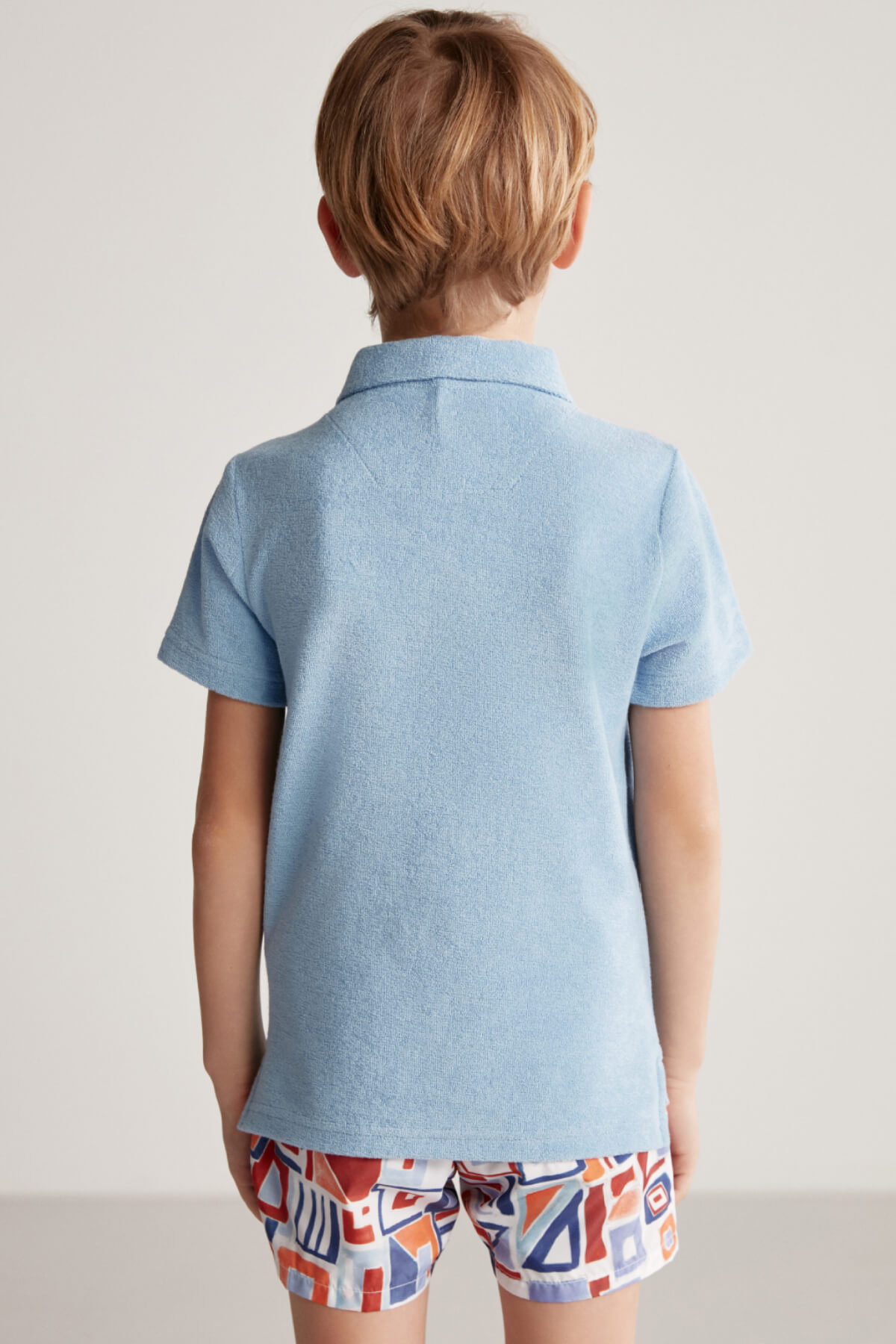Açık Mavi Havlu Kumaş Polo Yaka Çocuk T-Shirt