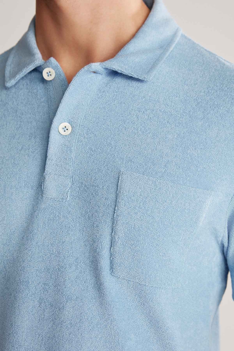 Hemington Açık Mavi Havlu Kumaş Polo Yaka T-Shirt. 5