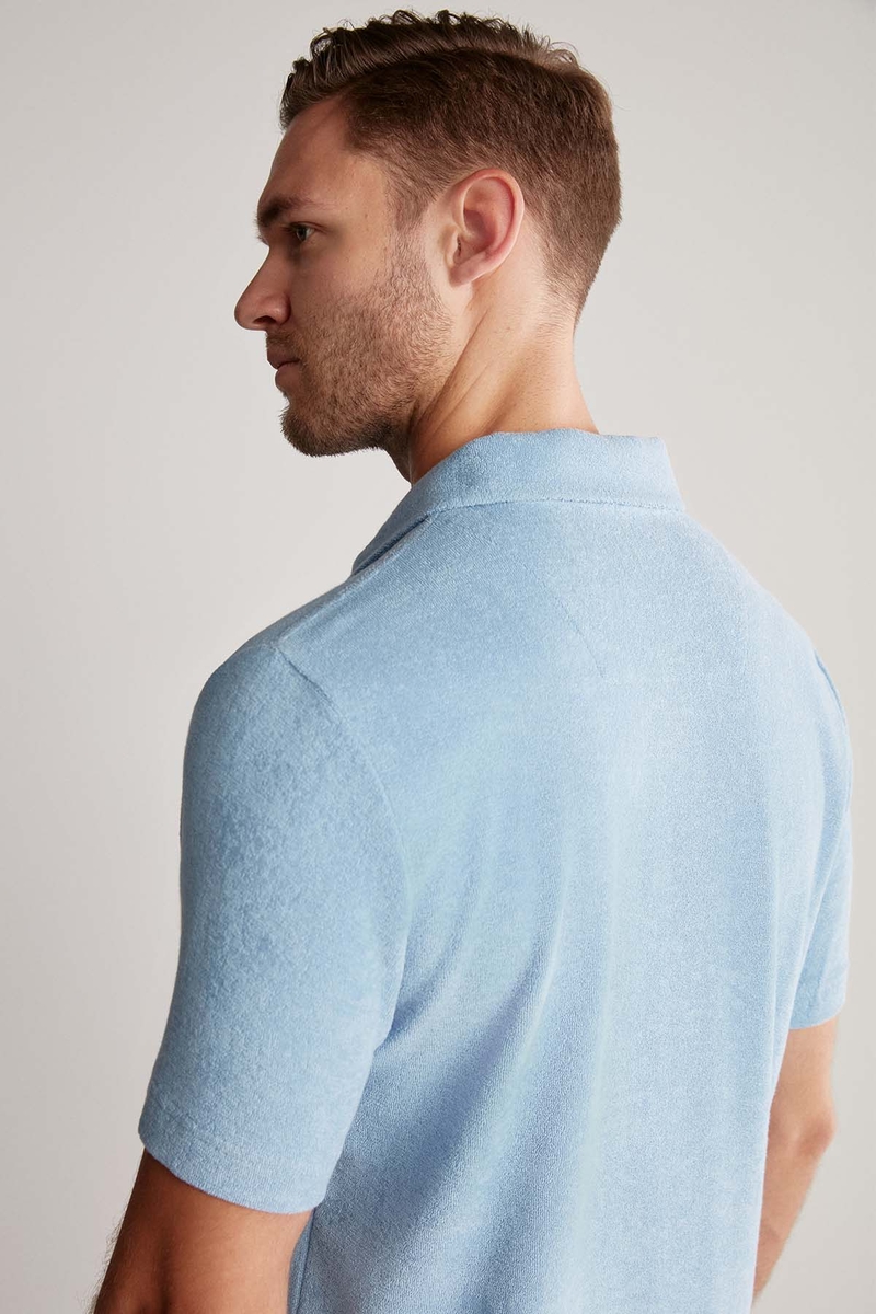 Hemington Açık Mavi Havlu Kumaş Polo Yaka T-Shirt. 4