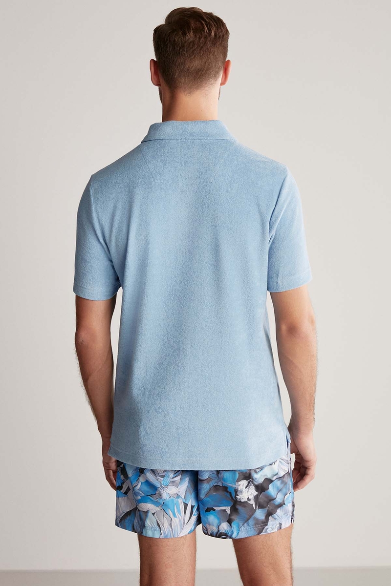 Hemington Açık Mavi Havlu Kumaş Polo Yaka T-Shirt. 6