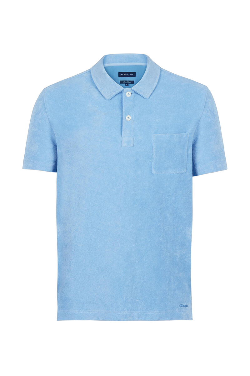 Hemington Açık Mavi Havlu Kumaş Polo Yaka T-Shirt. 8