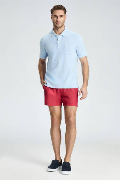 Açık Mavi Havlu Kumaş Polo Yaka T-Shirt - Hemington (1)