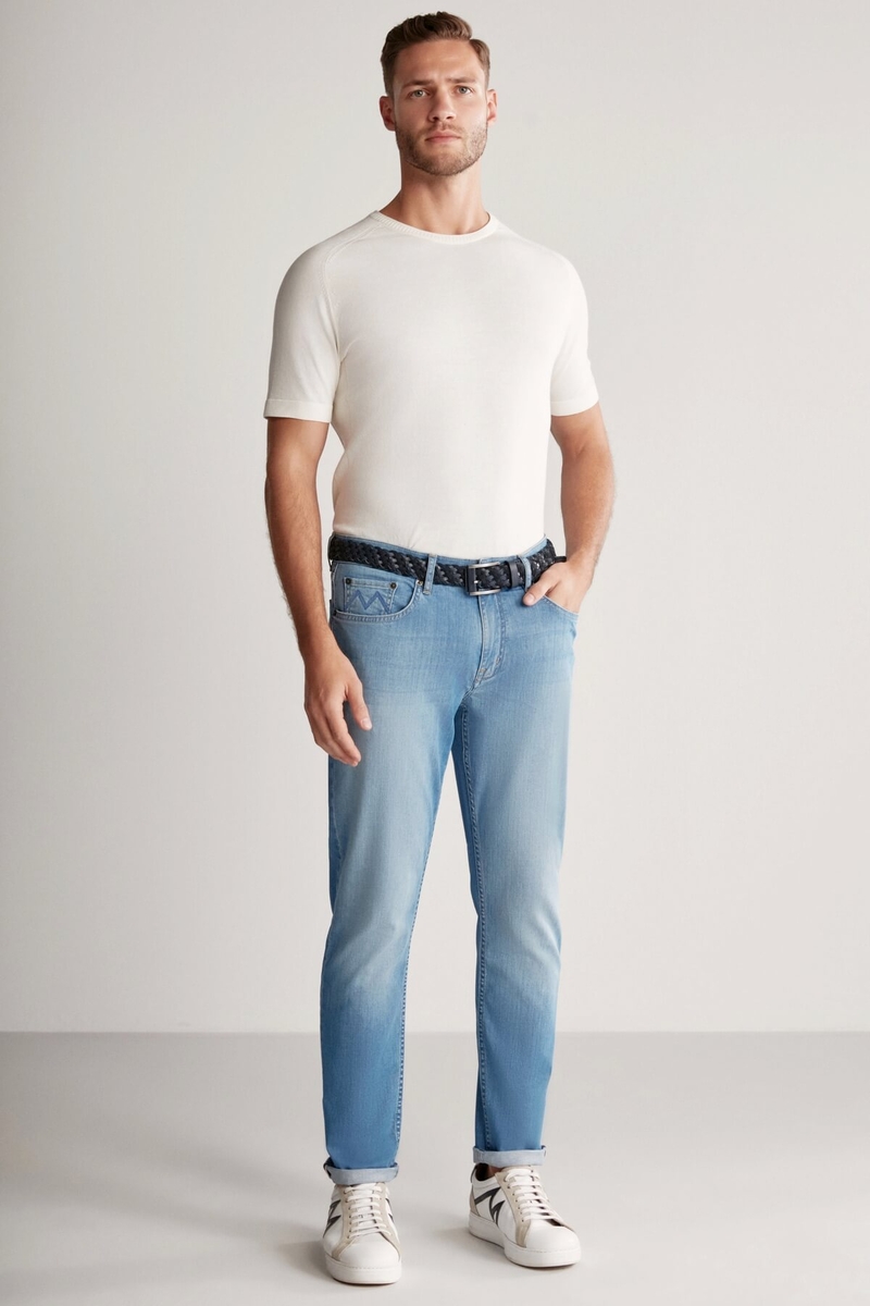 Hemington Slim Fit Açık Mavi Denim Pantolon. 2