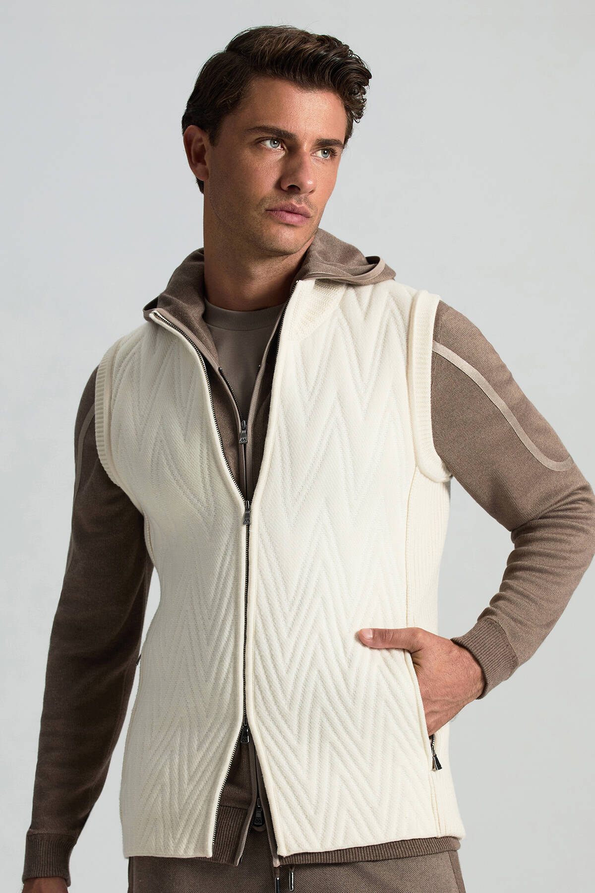 Activewear Merino Yün Ekru Yelek