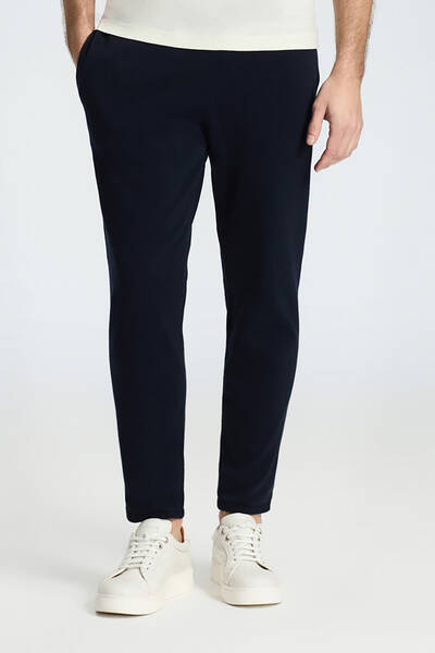 Bağcıklı Lacivert Slim Fit Triko Pantolon