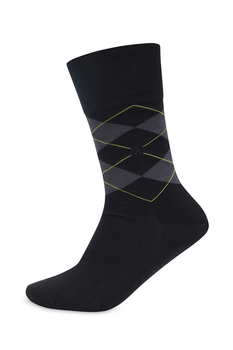 Hemington Baklava Desenli Yazlık Siyah Pamuk Çorap. 1