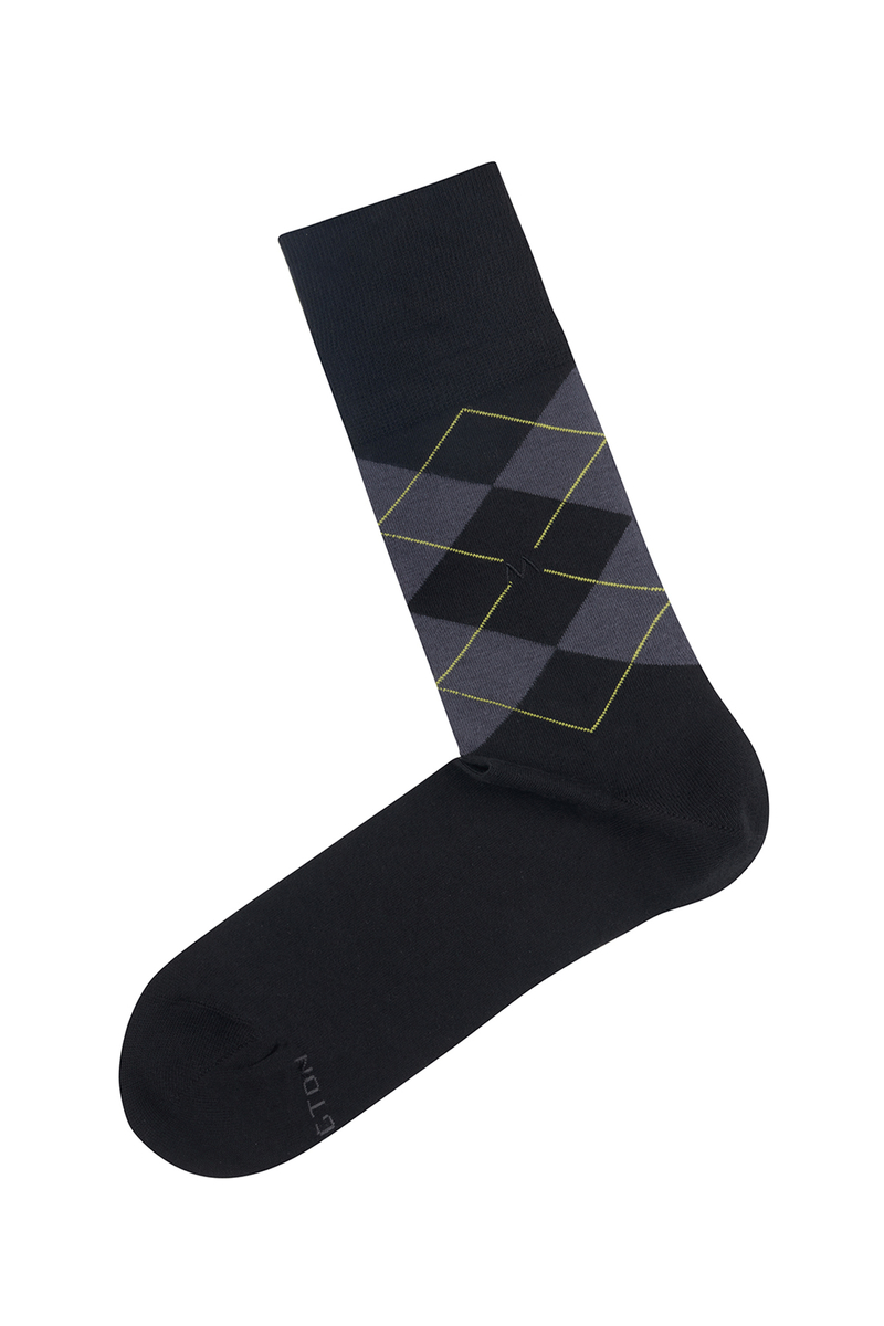 Hemington Baklava Desenli Yazlık Siyah Pamuk Çorap. 2