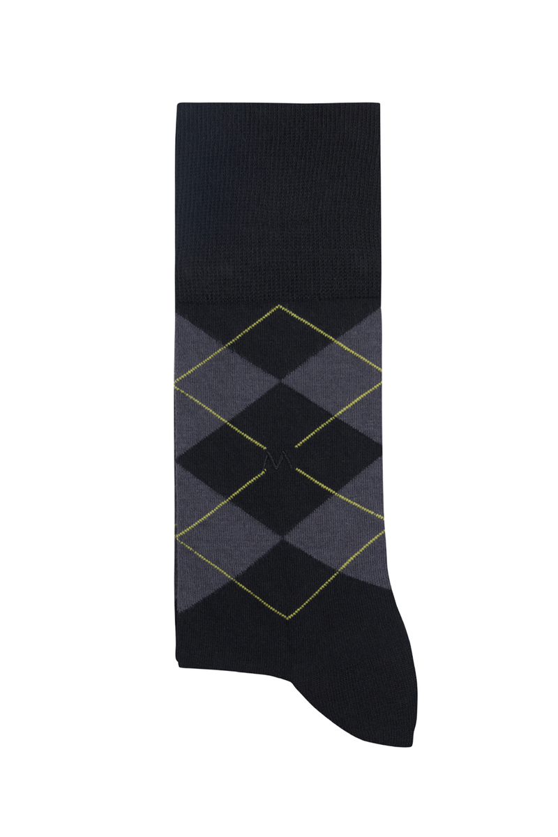 Hemington Baklava Desenli Yazlık Siyah Pamuk Çorap. 3