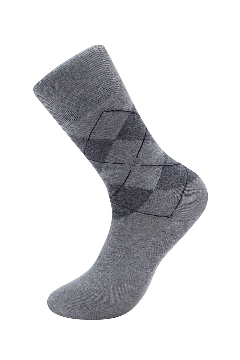 Hemington Baklava Desenli Açık Gri Pamuk İkili Çorap Seti. 2