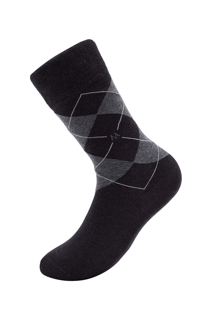 Hemington Baklava Desenli Antrasit Pamuk İkili Çorap Seti. 1