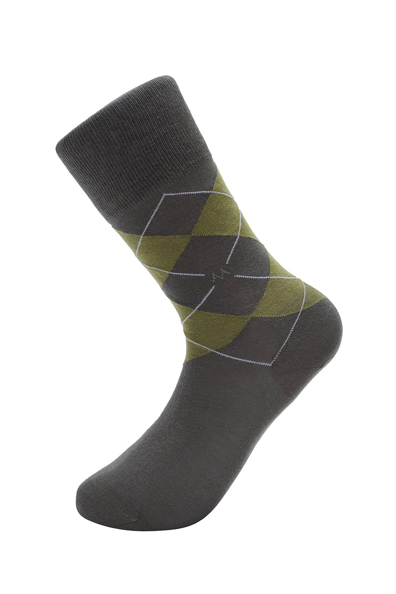 Hemington Baklava Desenli Haki Pamuk İkili Çorap Seti. 1