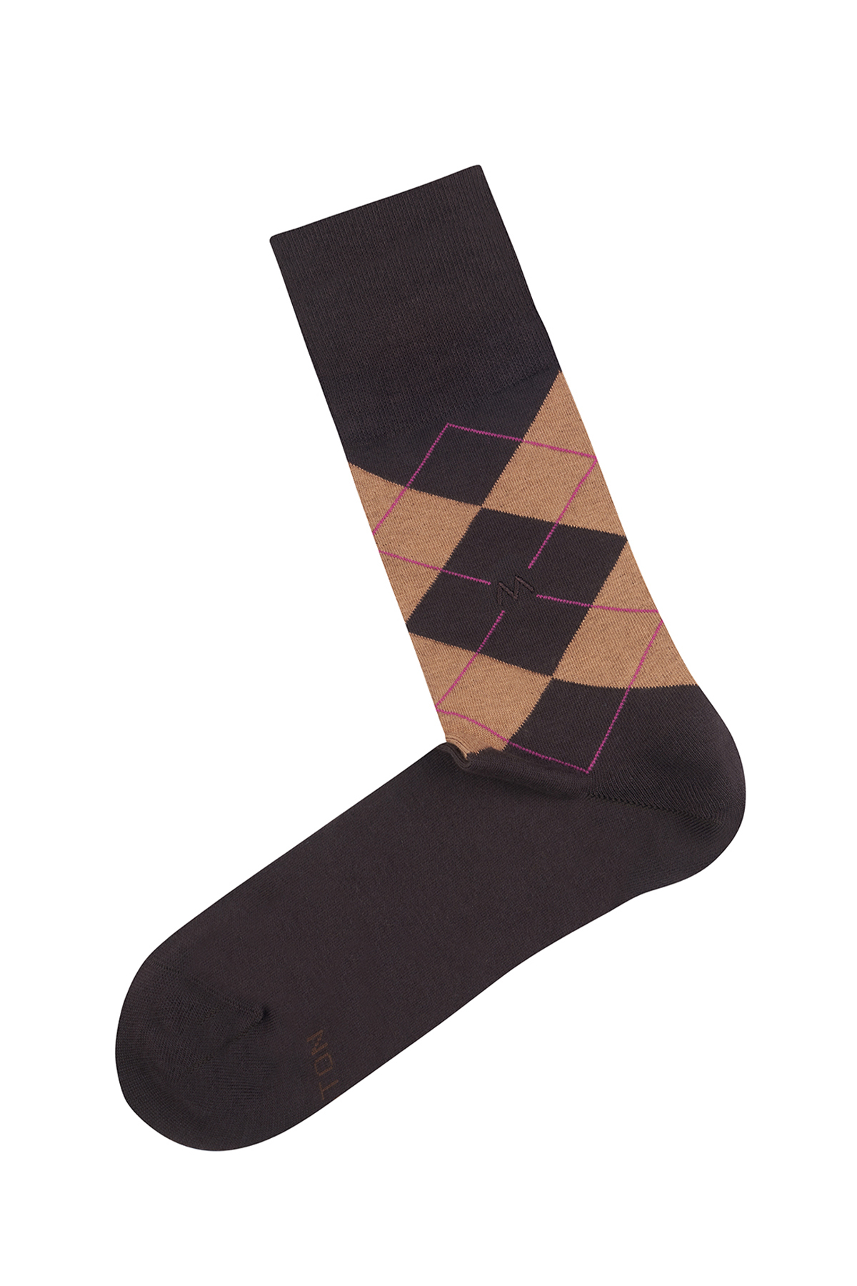 Baklava Desenli Kahverengi Pamuk Çorap