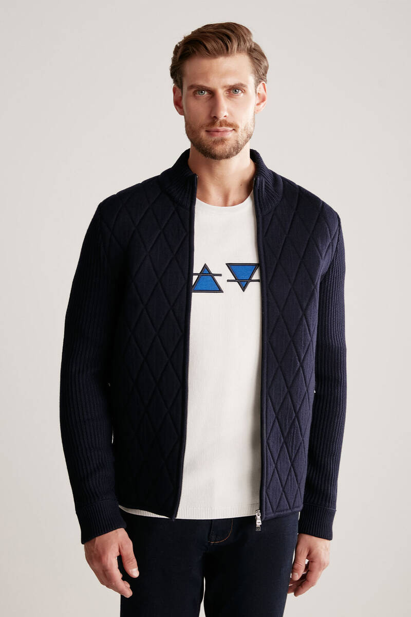 Hemington Baklava Desenli Merino Yün Activewear Lacivert Triko Mont. 4 Hemington Baklava Desenli Merino Yün Activewear Lacivert Triko Mont. 4