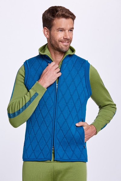 Merino Yün Activewear Petrol Mavisi Triko Yelek - Hemington
