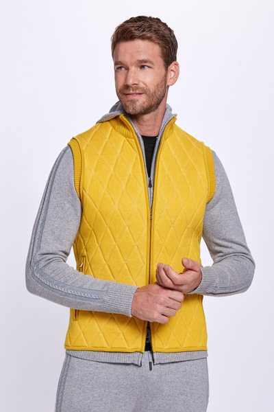 Merino Yün Activewear Sarı Triko Yelek - Hemington