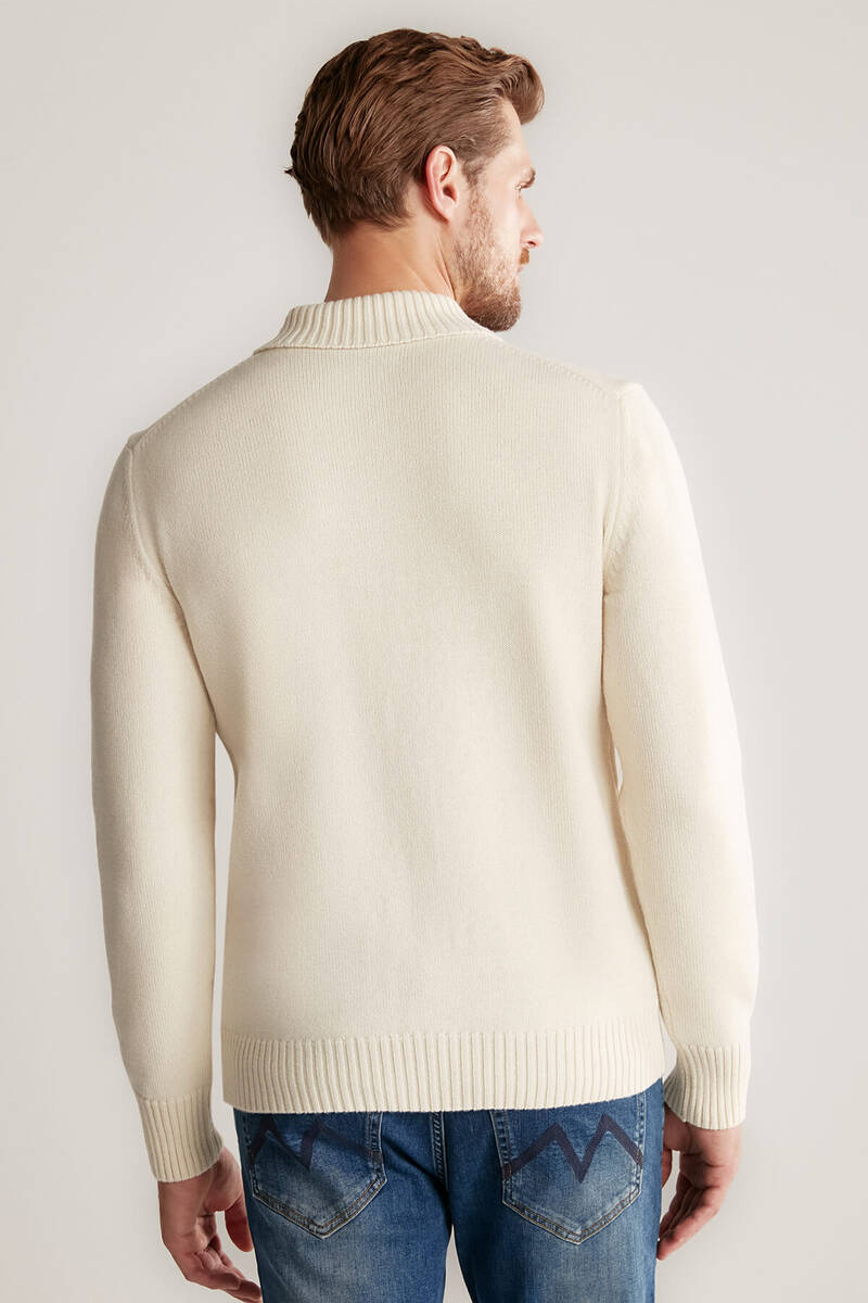 Hemington Baklava Desenli Polo Yaka Lambswool Ekru Kazak. 7 Hemington Baklava Desenli Polo Yaka Lambswool Ekru Kazak. 7