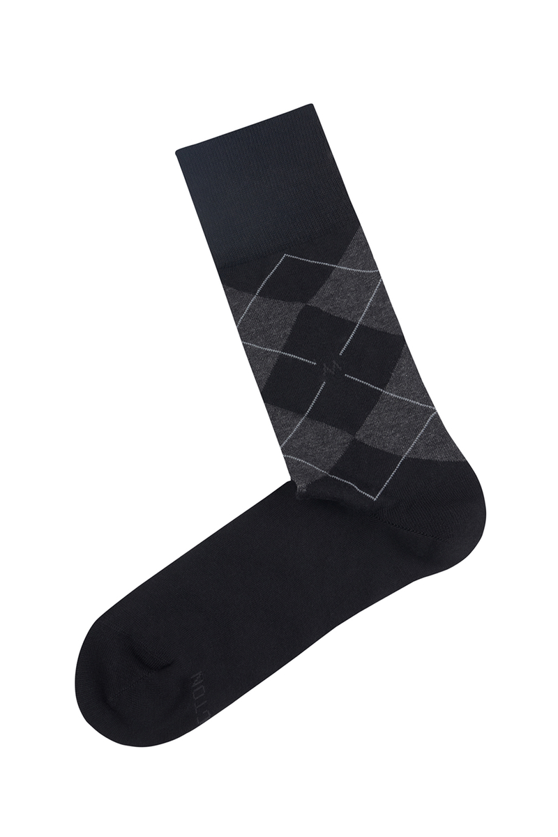 Hemington Baklava Desenli Siyah Pamuk Çorap. 2