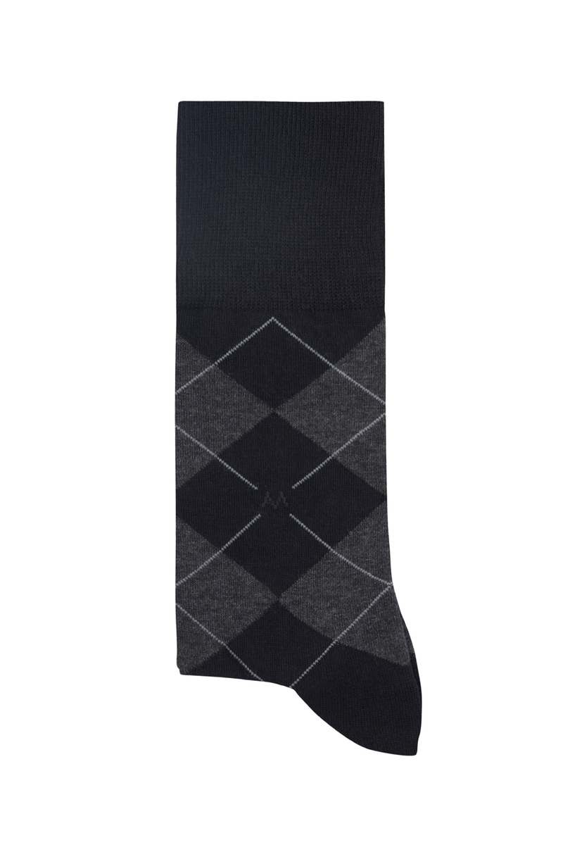 Hemington Baklava Desenli Siyah Pamuk Çorap. 1