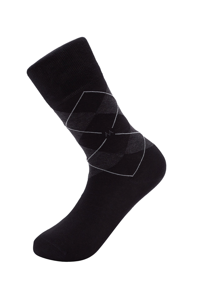 Hemington Baklava Desenli Siyah Pamuk İkili Çorap Seti. 2