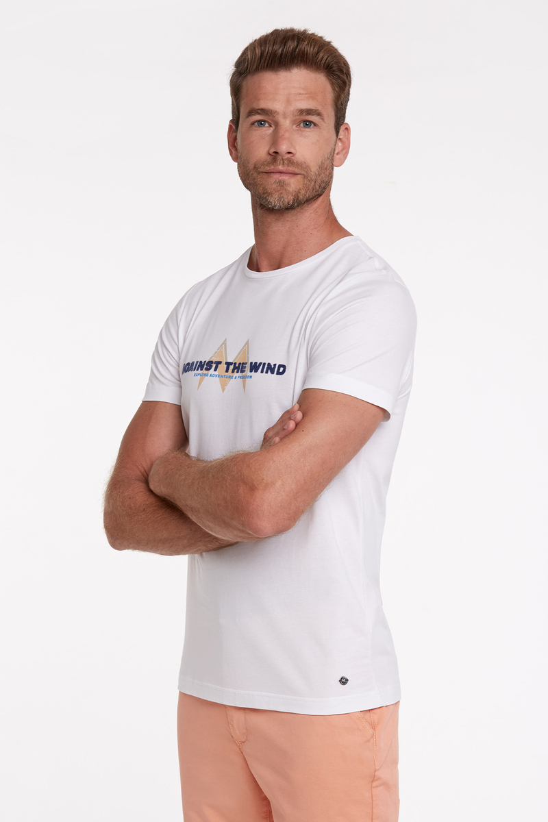 Hemington Baskı Logolu Kırık Beyaz Bisiklet Yaka T-Shirt. 3 Hemington Baskı Logolu Kırık Beyaz Bisiklet Yaka T-Shirt. 3