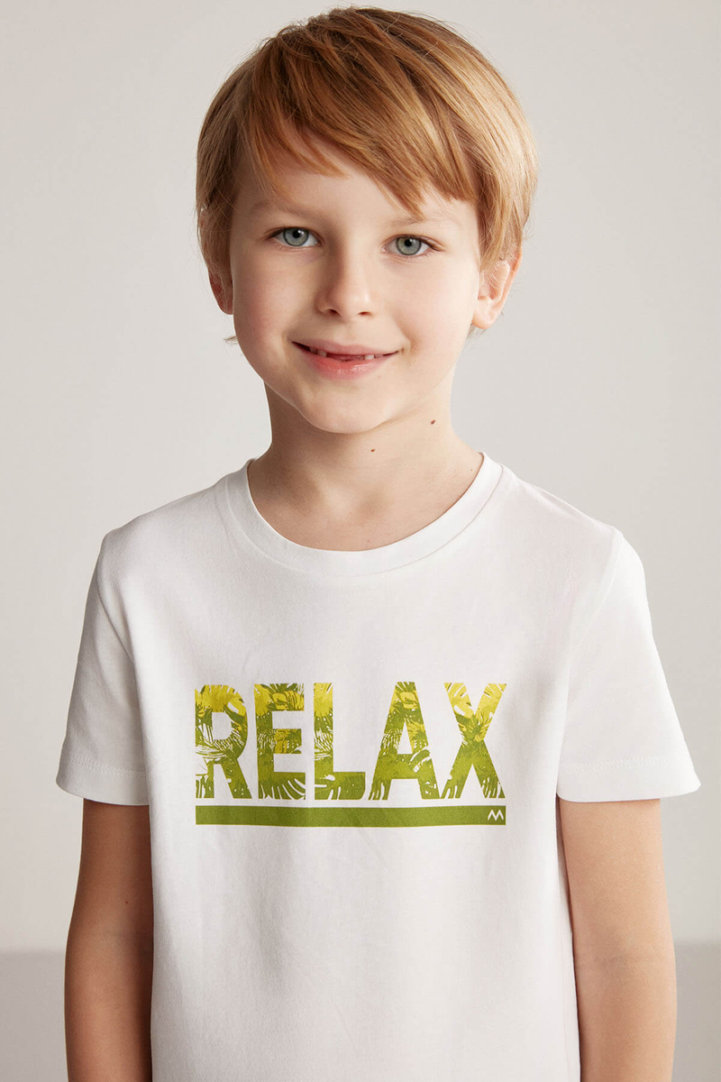 Hemington Baskılı Pima Pamuk Beyaz Çocuk T-Shirt. 1