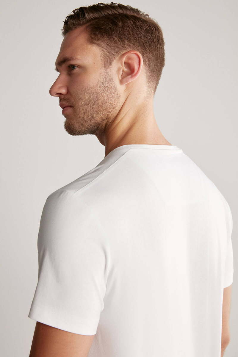 Hemington Baskılı Pima Pamuk Beyaz T-Shirt. 4