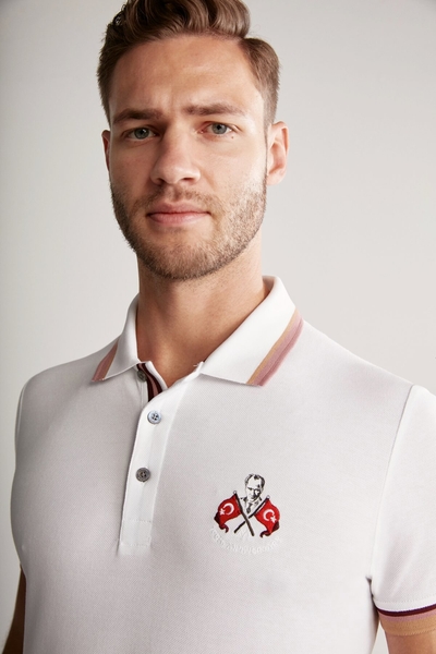 Atatürk ve Türk Bayrağı Nakışlı Polo T-Shirt