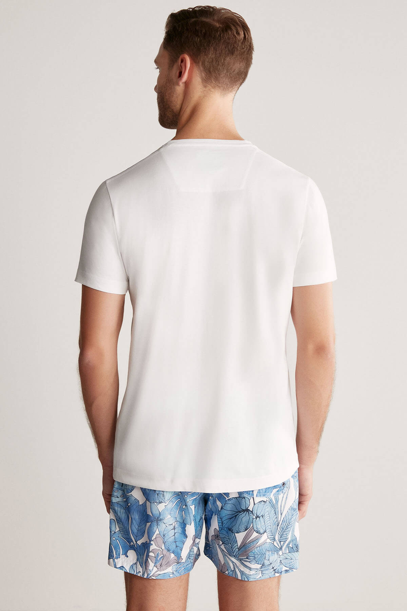Hemington Beach Baskılı Beyaz Pima Pamuk T-Shirt. 6 Hemington Beach Baskılı Beyaz Pima Pamuk T-Shirt. 6