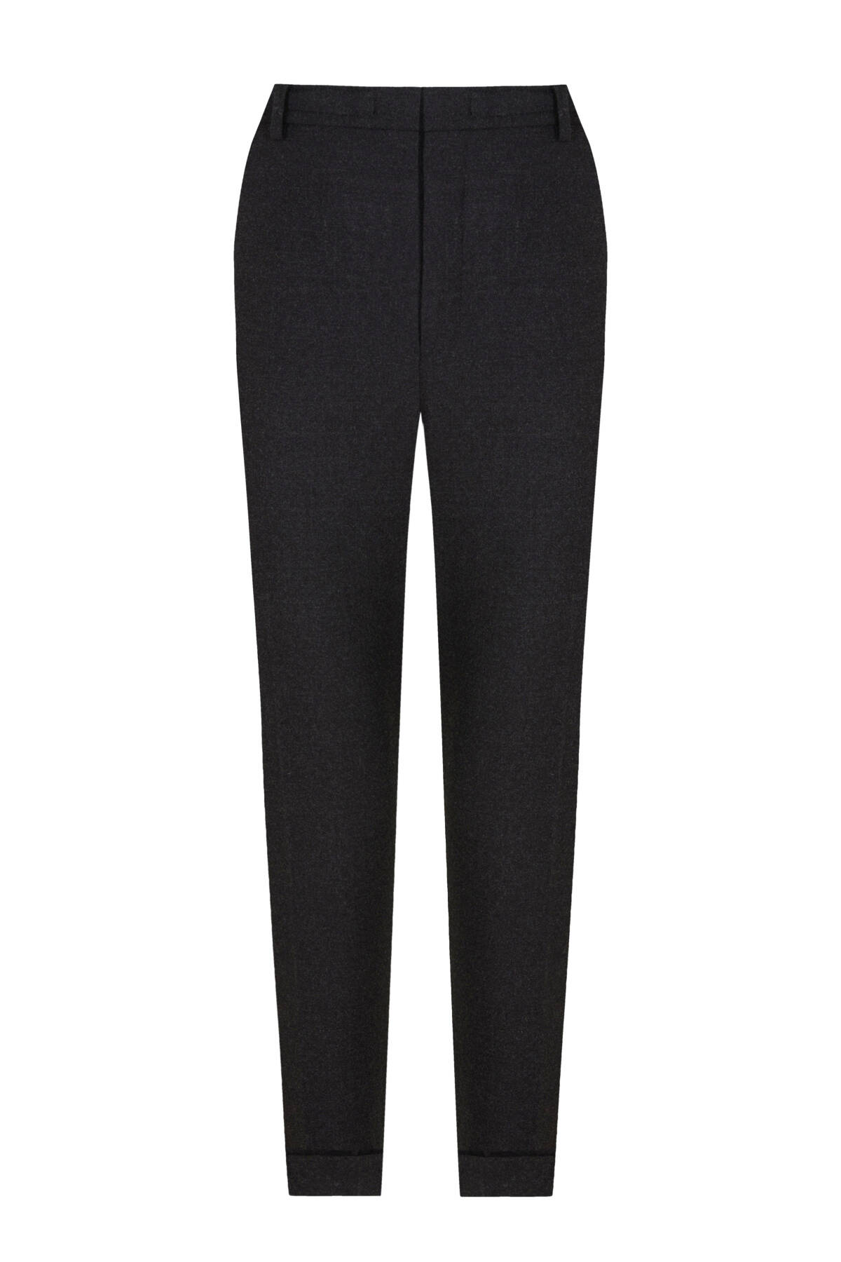 Beli Bağcıklı Antrasit Yün Chino Jogger Pantolon