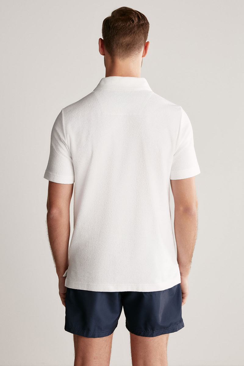Hemington Beyaz Havlu Kumaş Polo Yaka T-Shirt. 5