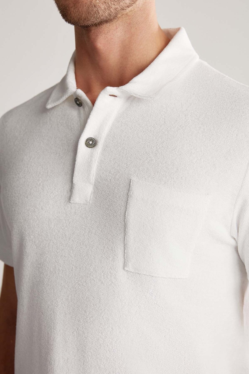 Hemington Beyaz Havlu Kumaş Polo Yaka T-Shirt. 4