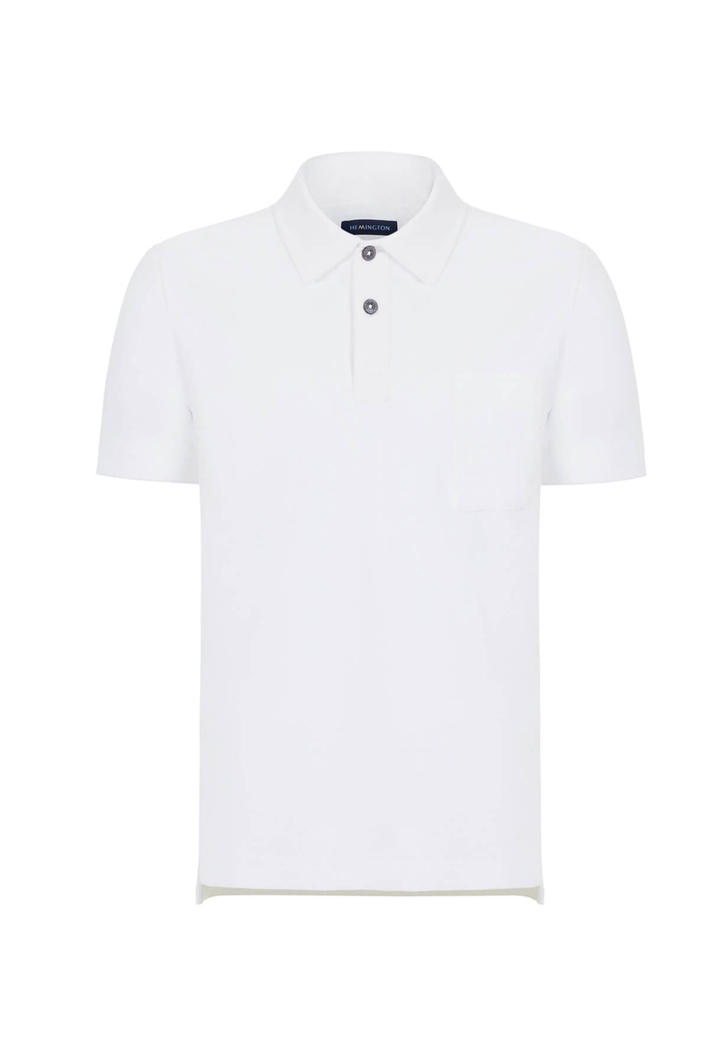 Hemington Beyaz Havlu Kumaş Polo Yaka T-Shirt. 7