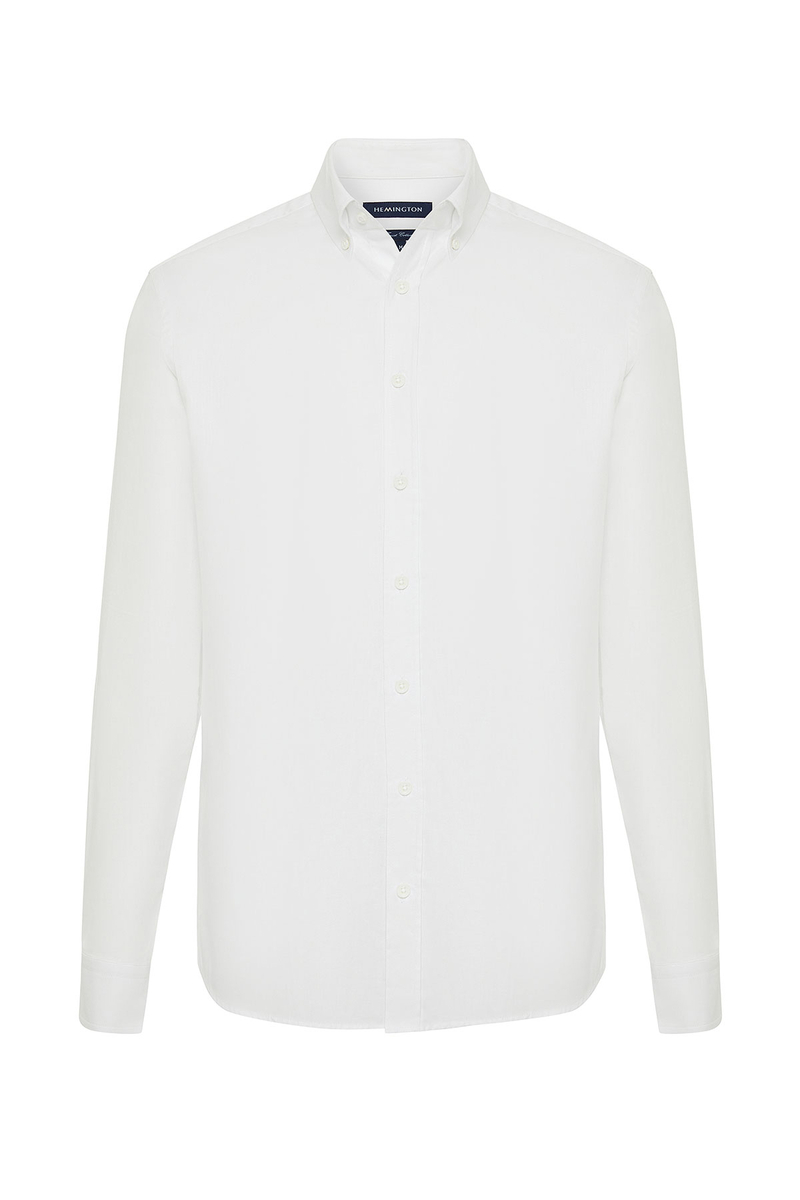 Hemington Saf Pamuk Beyaz İnce Oxford Gömlek. 4