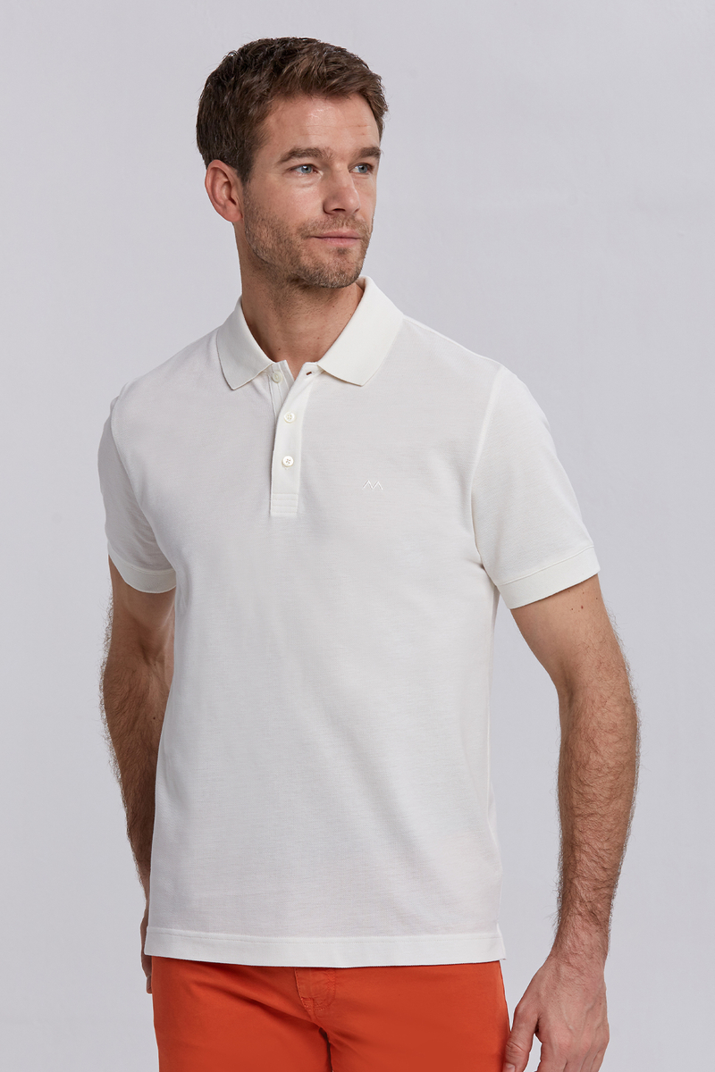 Hemington Pike Örgü Beyaz Polo Yaka T-Shirt. 1