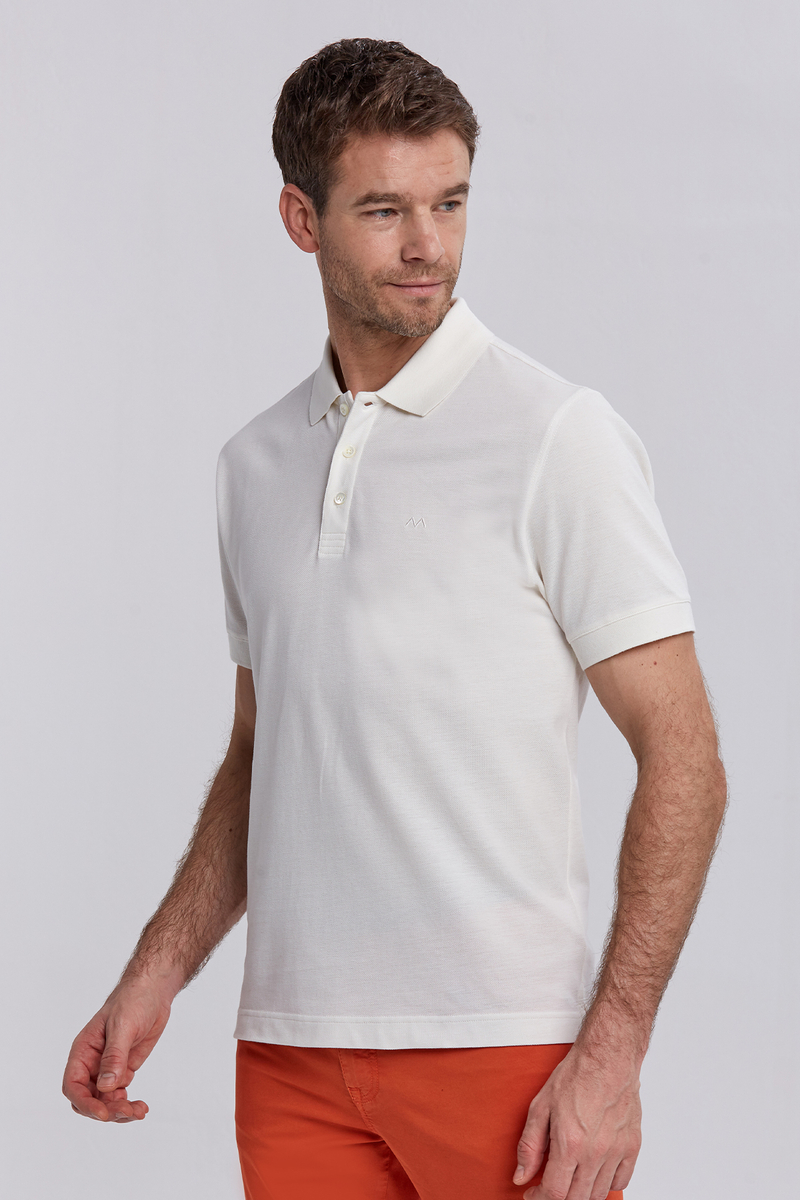 Hemington Pike Örgü Beyaz Polo Yaka T-Shirt. 4