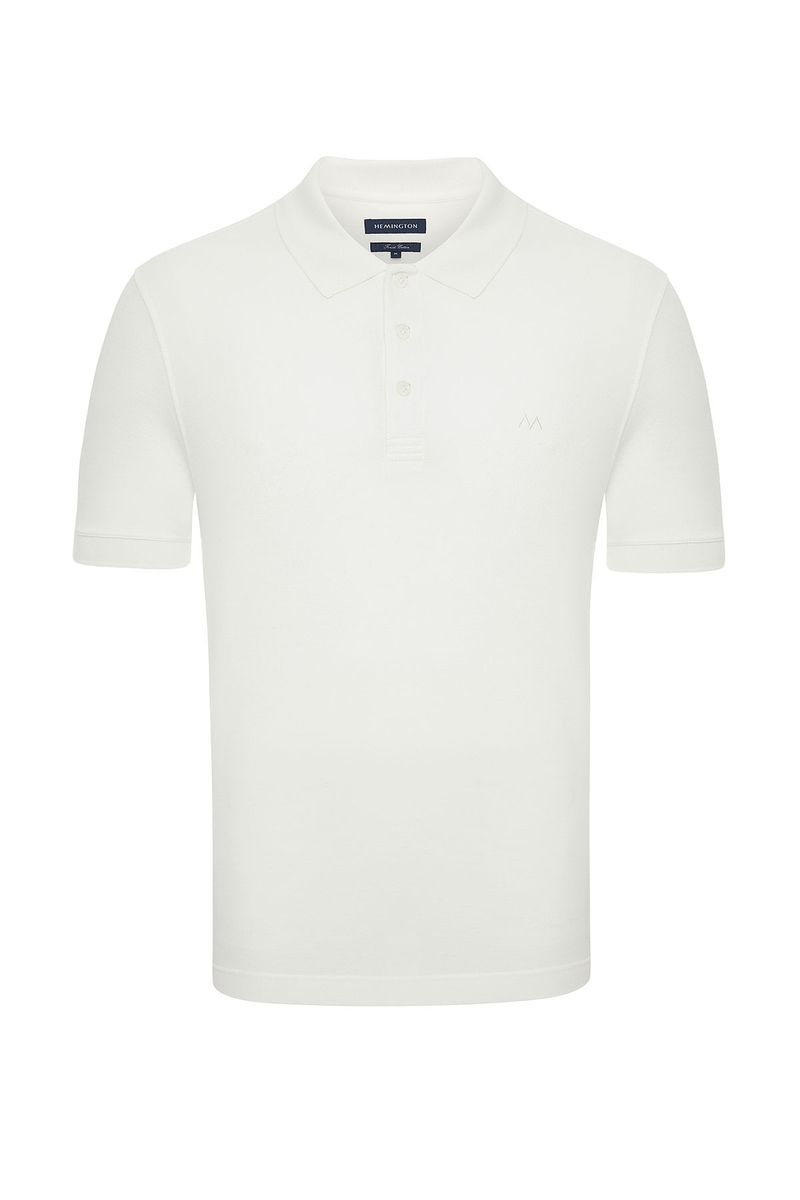 Hemington Pike Örgü Beyaz Polo Yaka T-Shirt. 8