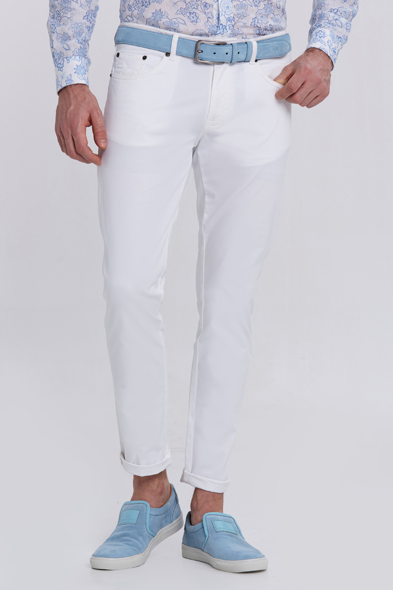 Hemington Beyaz Slim Fit 5 Cep Pantolon. 1