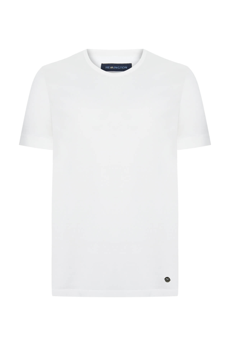 Hemington Bisiklet Yaka Beyaz Basic T-Shirt. 7