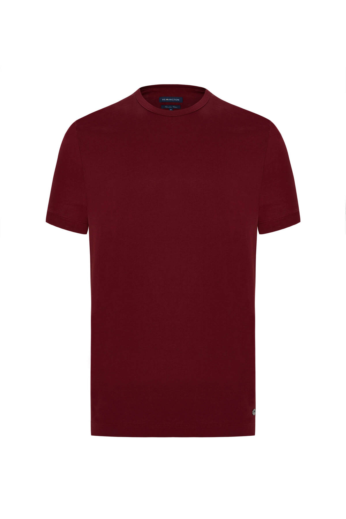 Bisiklet Yaka Bordo Basic T-Shirt