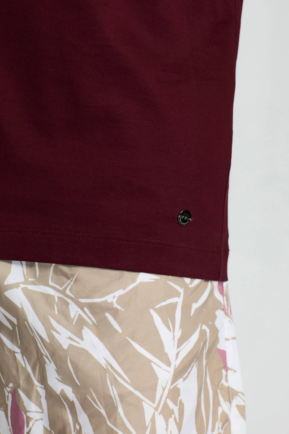 Bisiklet Yaka Bordo Basic T-Shirt