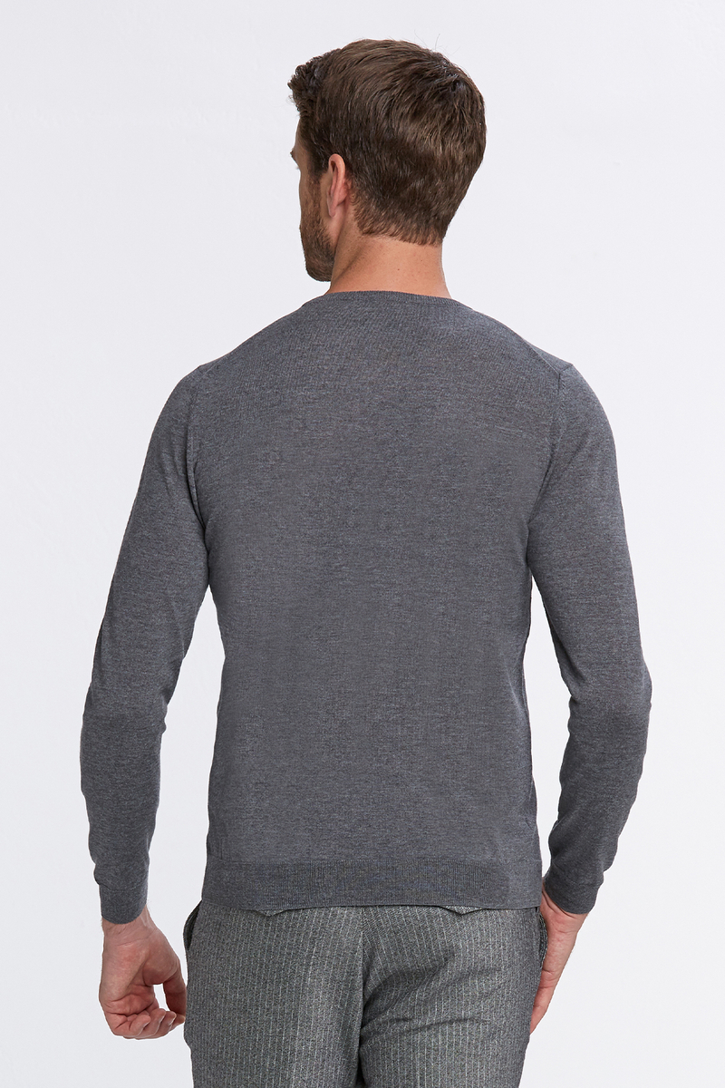 Hemington Bisiklet Yaka Koyu Gri Merino Yün Triko. 3 Hemington Bisiklet Yaka Koyu Gri Merino Yün Triko. 3