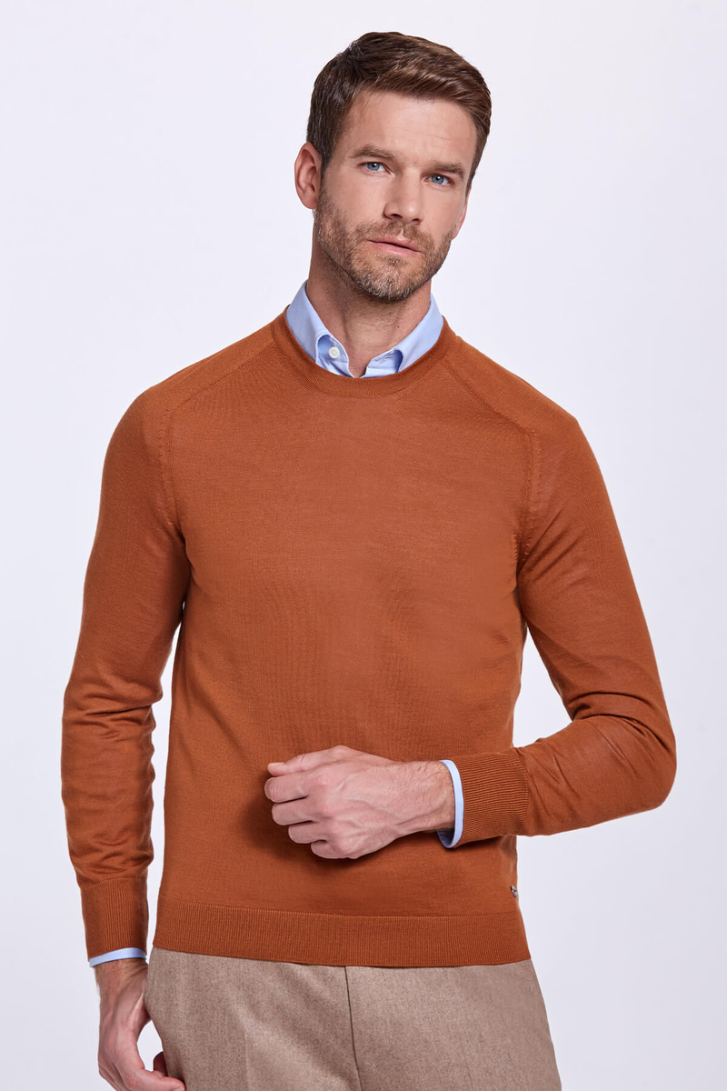 Hemington Bisiklet Yaka Slim Fit Merino Yün Camel Triko. 1