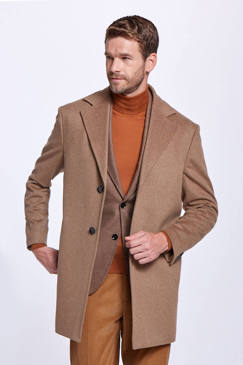 Hemington Boğazlı Slim Fit Karamel Rengi Merino Yün Triko. 5