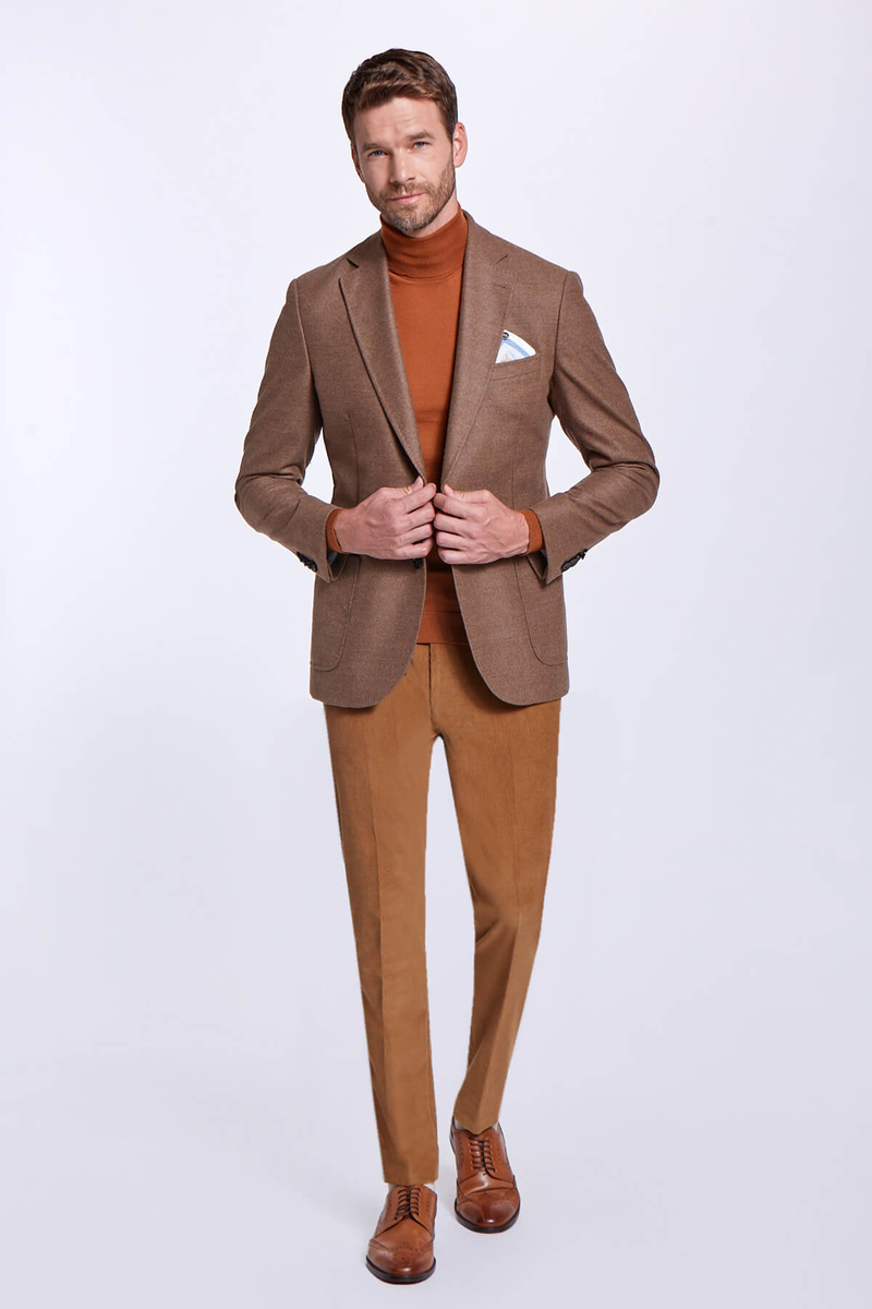 Hemington Boğazlı Slim Fit Karamel Rengi Merino Yün Triko. 6 Hemington Boğazlı Slim Fit Karamel Rengi Merino Yün Triko. 6