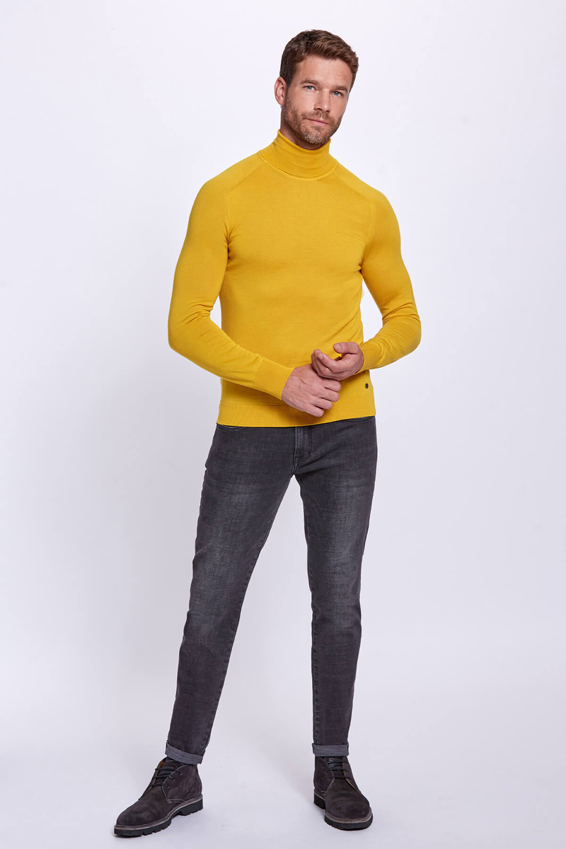 Hemington Boğazlı Slim Fit Merino Yün Sarı Triko. 2